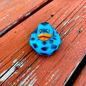 A polkadot rubber ducky